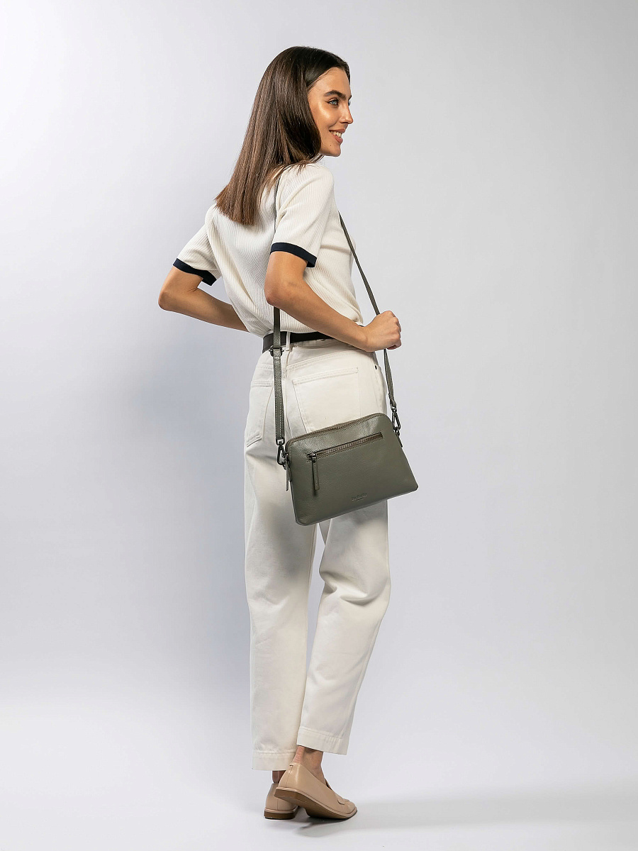 Женская сумка Dr.Koffer из натуральной кожи серая