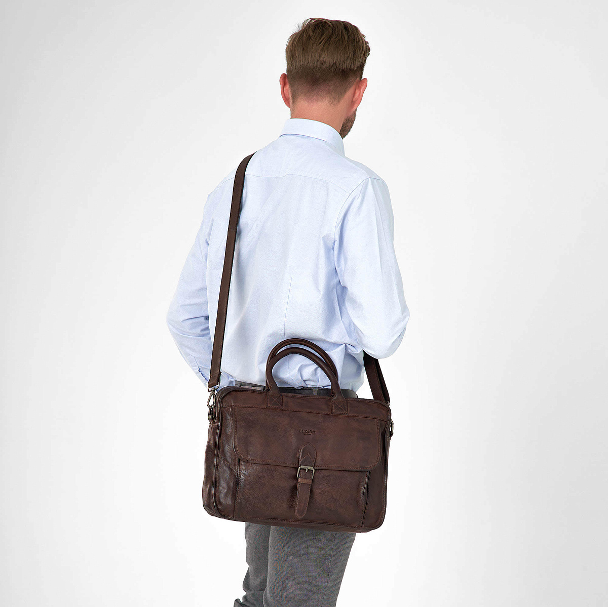 Деловая сумка Dr.Koffer из натуральной кожи темно-коричневая