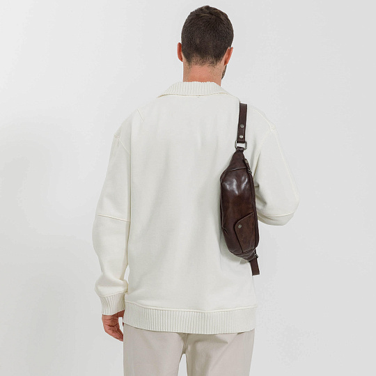 Сумка на пояс Dr. Koffer из натуральной кожи коричневая