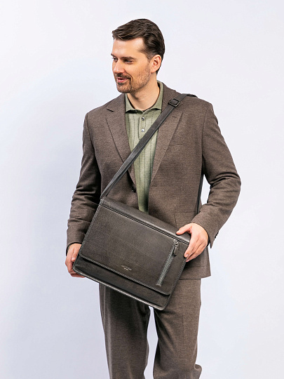 Сумка через плечо Dr. Koffer из натуральной кожи серая