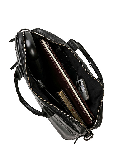 Деловая сумка Dr.Koffer из натуральной кожи черная