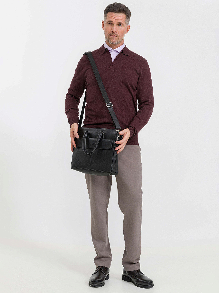 Деловая сумка Dr.Koffer из натуральной кожи черная