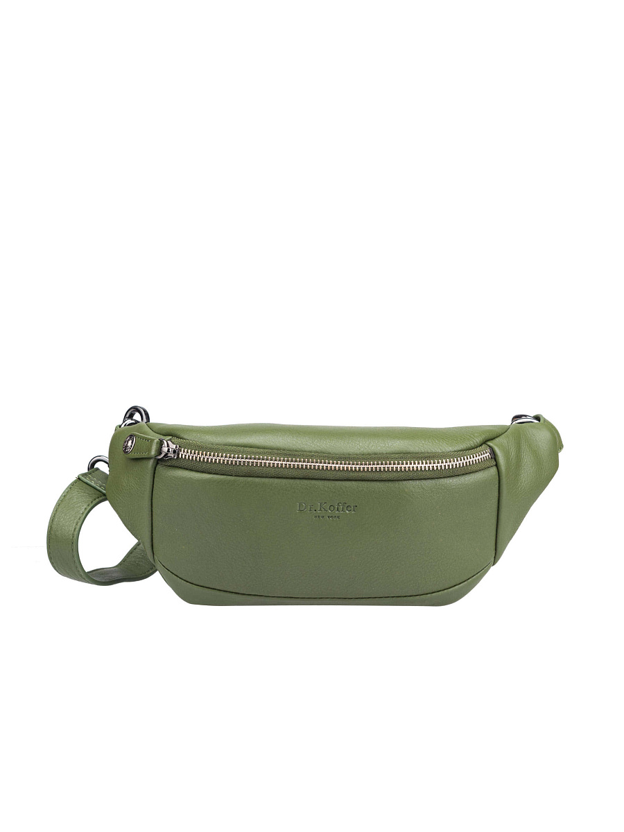 Сумка на пояс Dr. Koffer из натуральной кожи зеленая