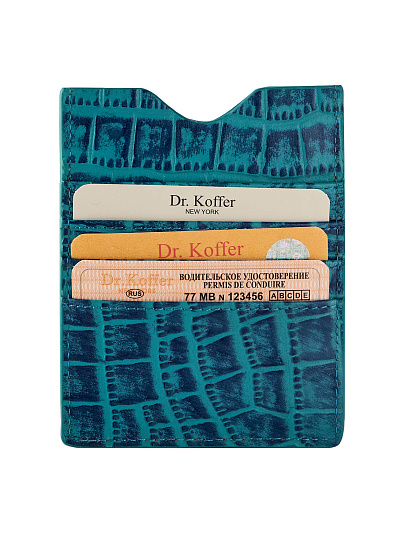 Кредитница синяя под кожу крокодила, Dr. Koffer
