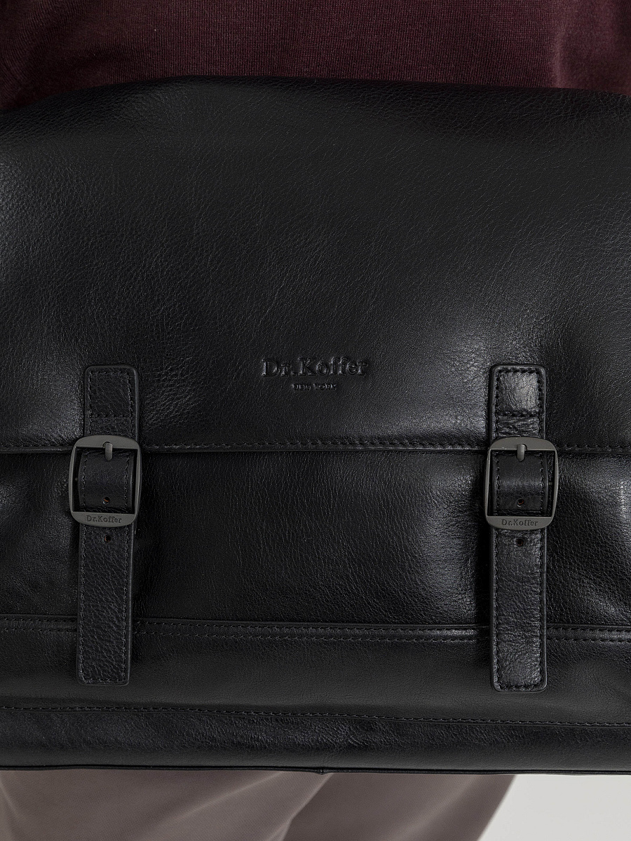 Деловая сумка Dr.Koffer из натуральной кожи черная