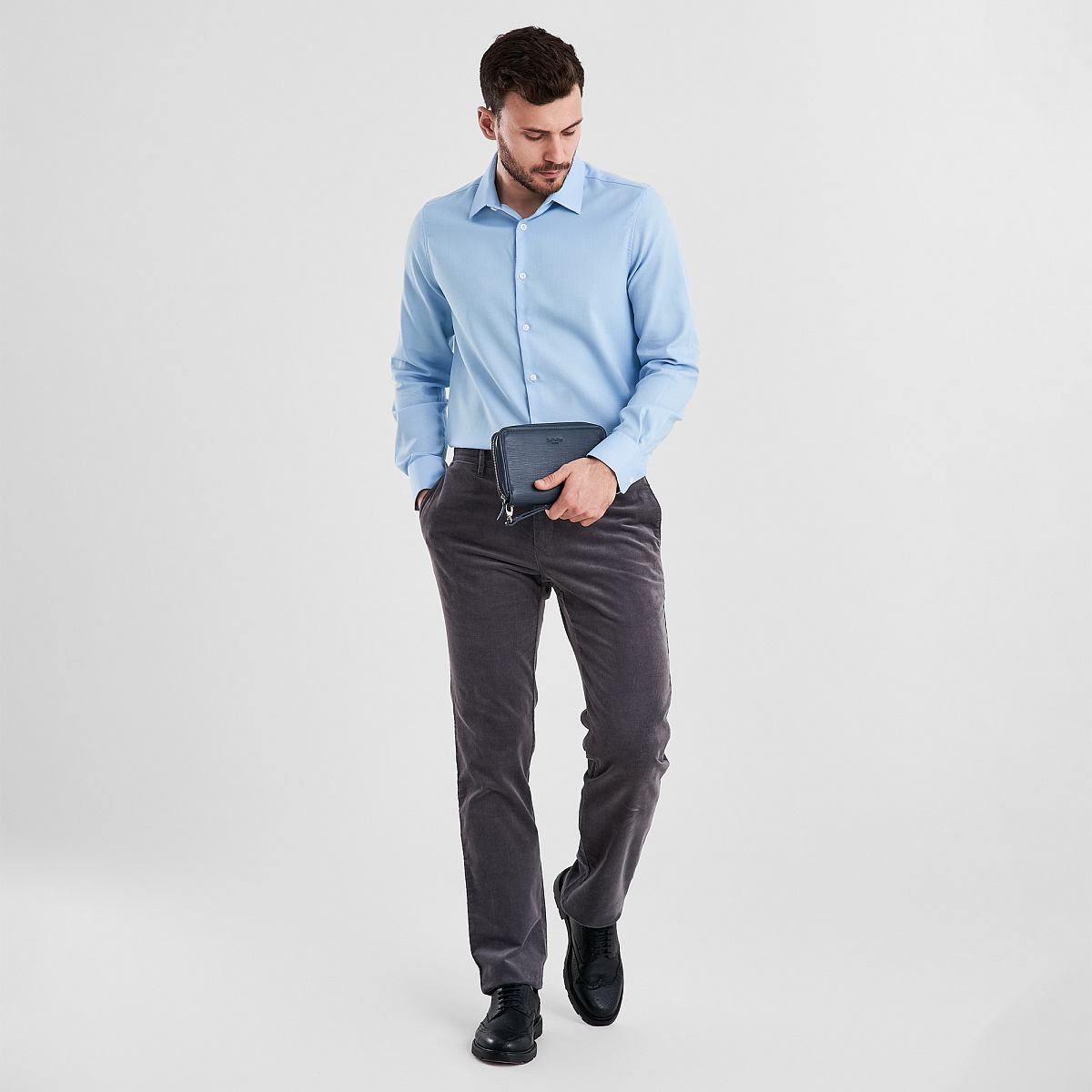 Сумка барсетка из натуральной кожи Dr. Koffer синяя