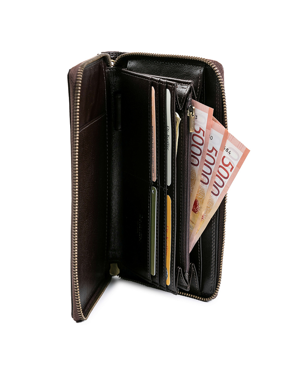 Портмоне Dr.Koffer из натуральной кожи коричневое