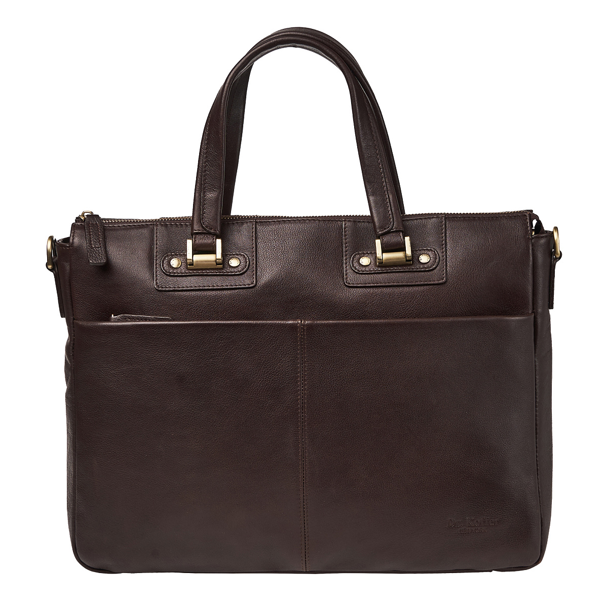 Деловая сумка Dr.Koffer из натуральной кожи темно-коричневая