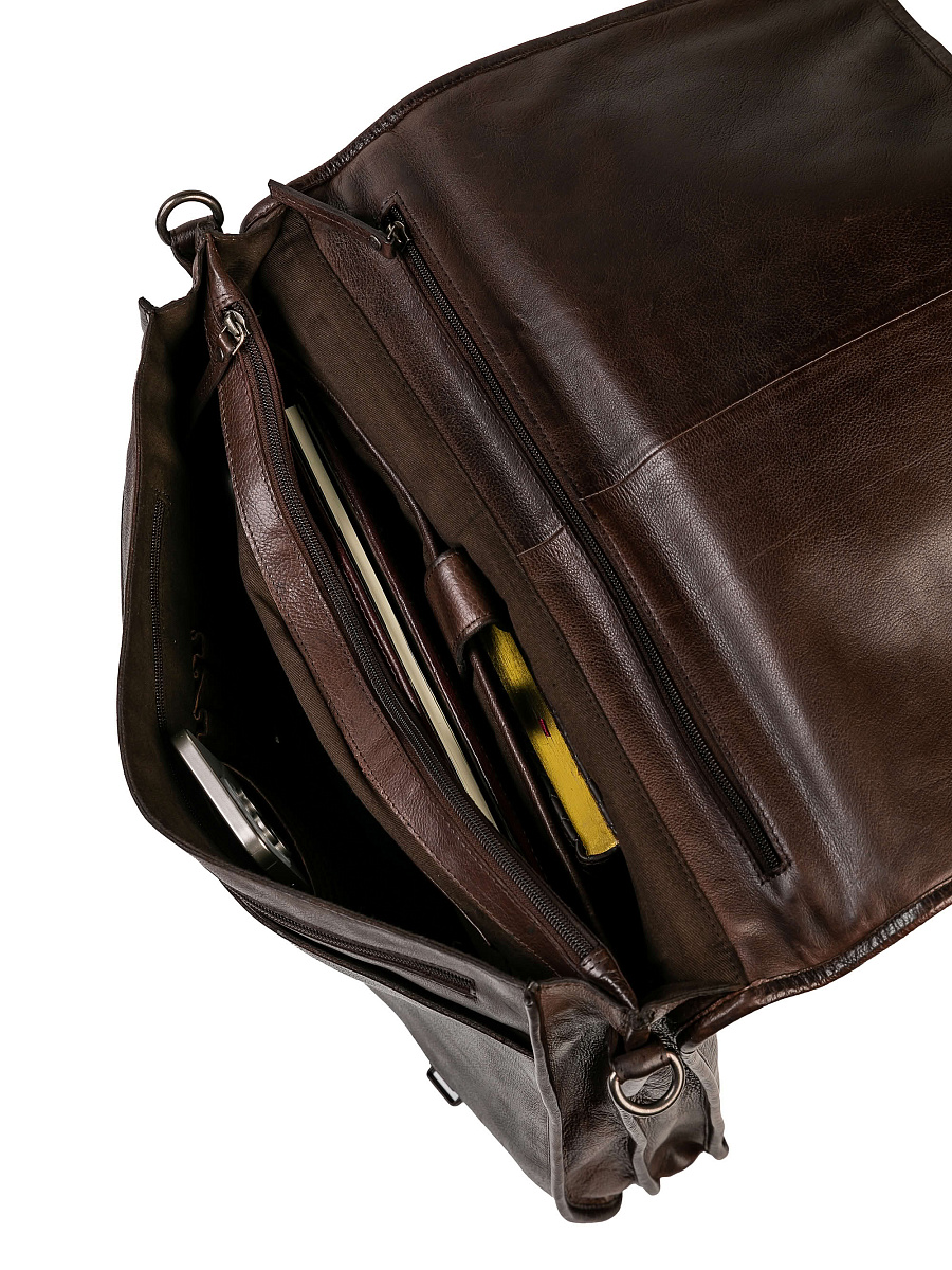 Портфель Dr.Koffer из натуральной кожи темно-коричневый