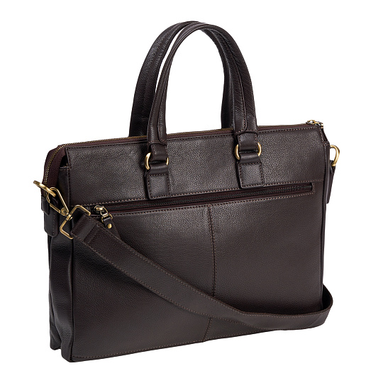 Деловая сумка Dr.Koffer из натуральной кожи темно-коричневая