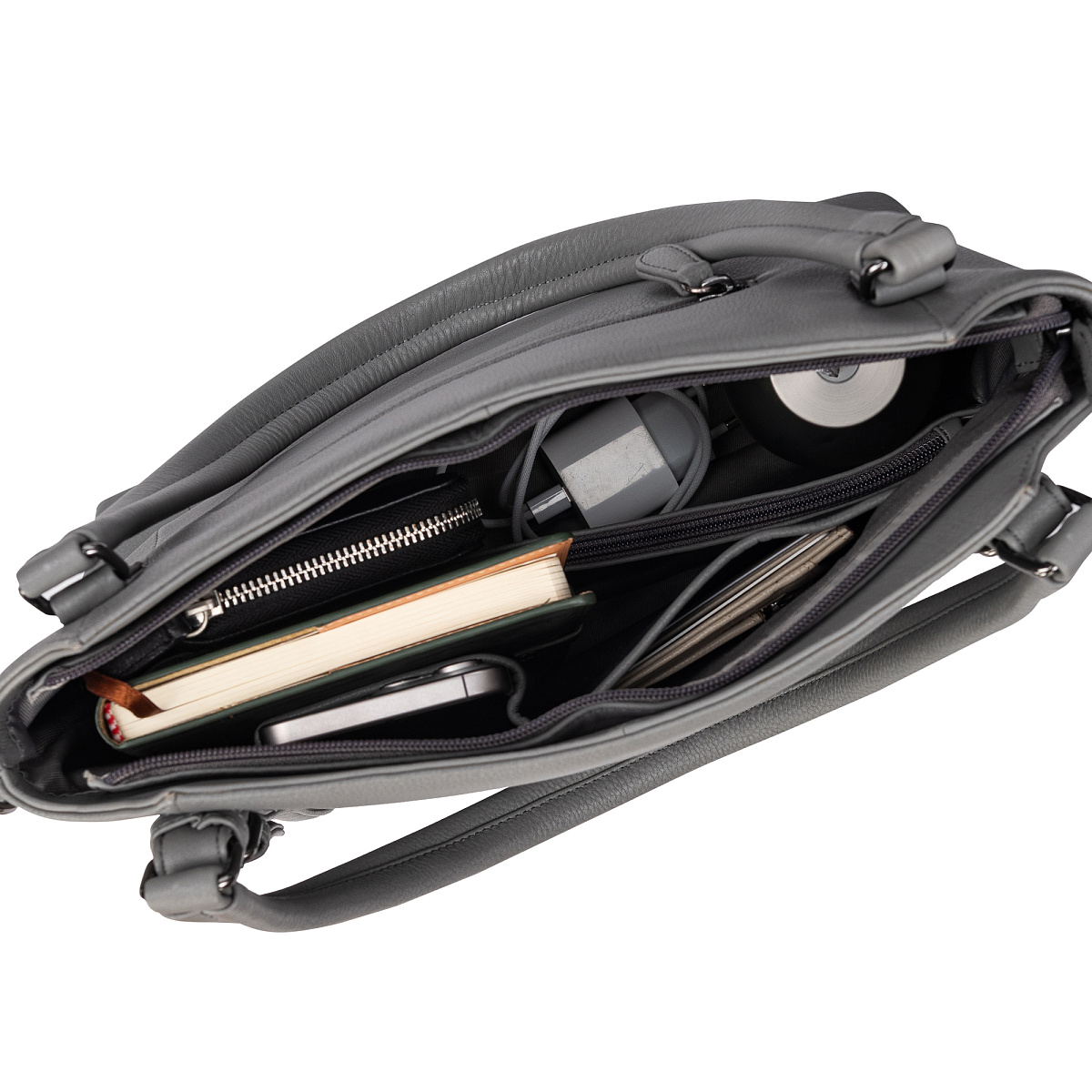 Женская сумка Dr.Koffer из натуральной кожи серая