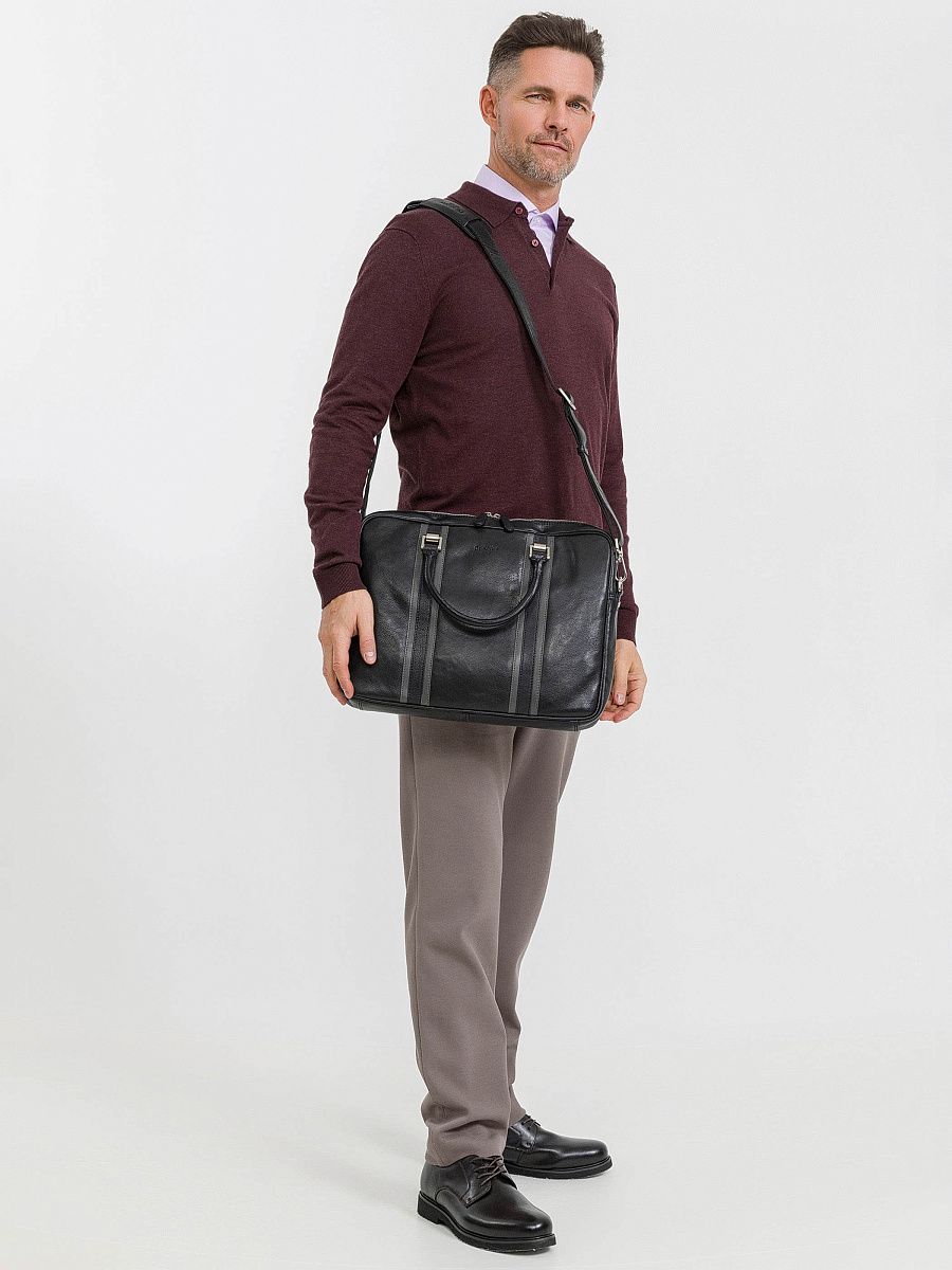 Деловая сумка Dr.Koffer из натуральной кожи черная