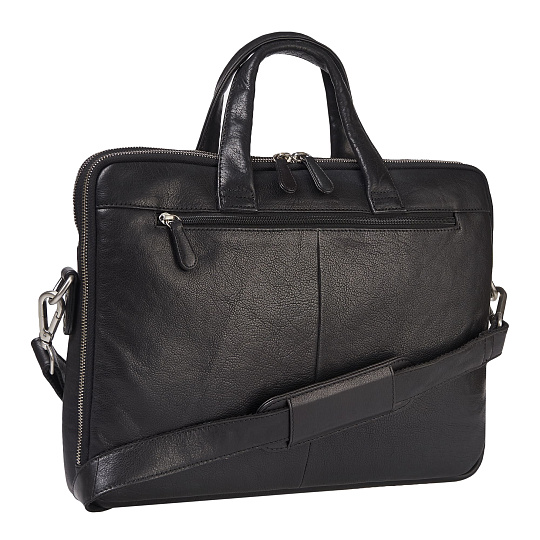 Деловая сумка Dr.Koffer из натуральной кожи черная