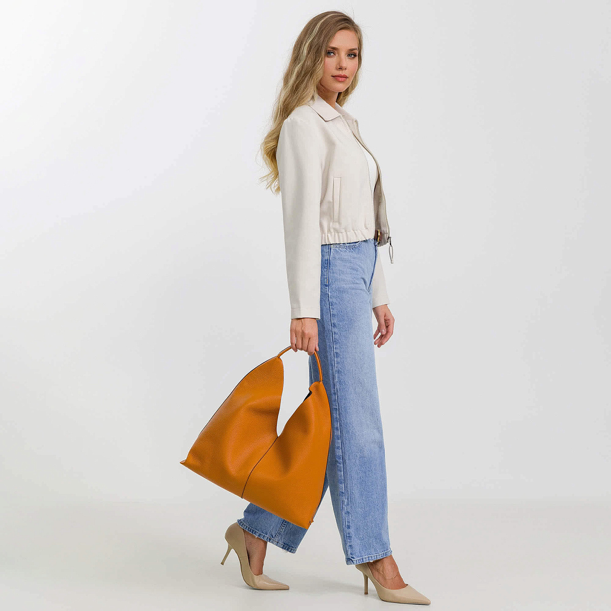 Женская сумка Dr.Koffer из натуральной кожи оранжевая