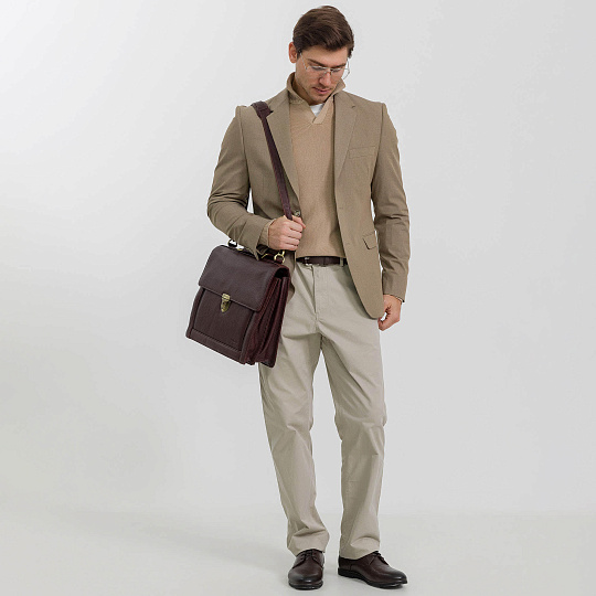 Портфель Dr.Koffer из натуральной кожи темно-коричневый