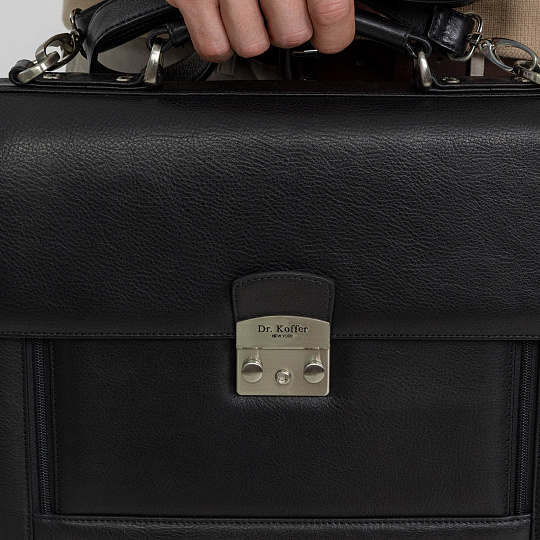 Портфель Dr.Koffer из натуральной кожи черный