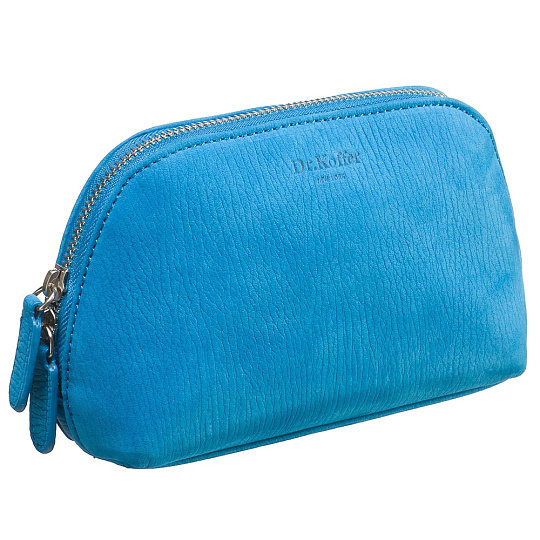 Косметичка Dr.Koffer из натуральной кожи голубая