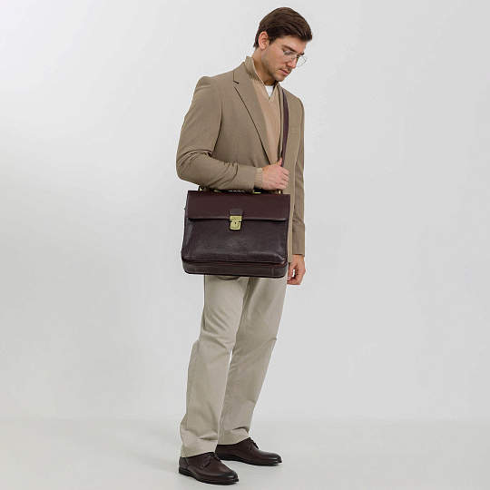 Портфель Dr.Koffer из натуральной кожи темно-коричневый