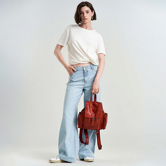 Рюкзак Dr.Koffer из натуральной кожи красный