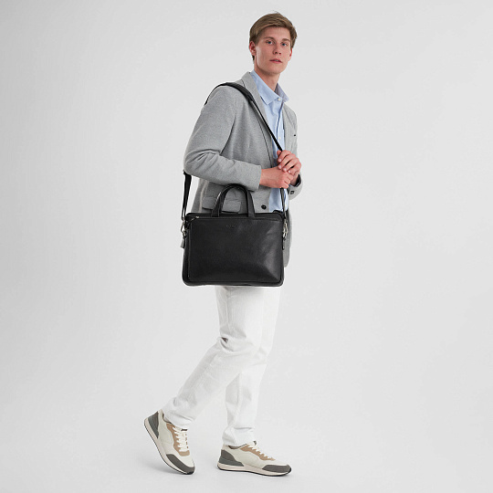 Деловая сумка Dr.Koffer из натуральной кожи черная