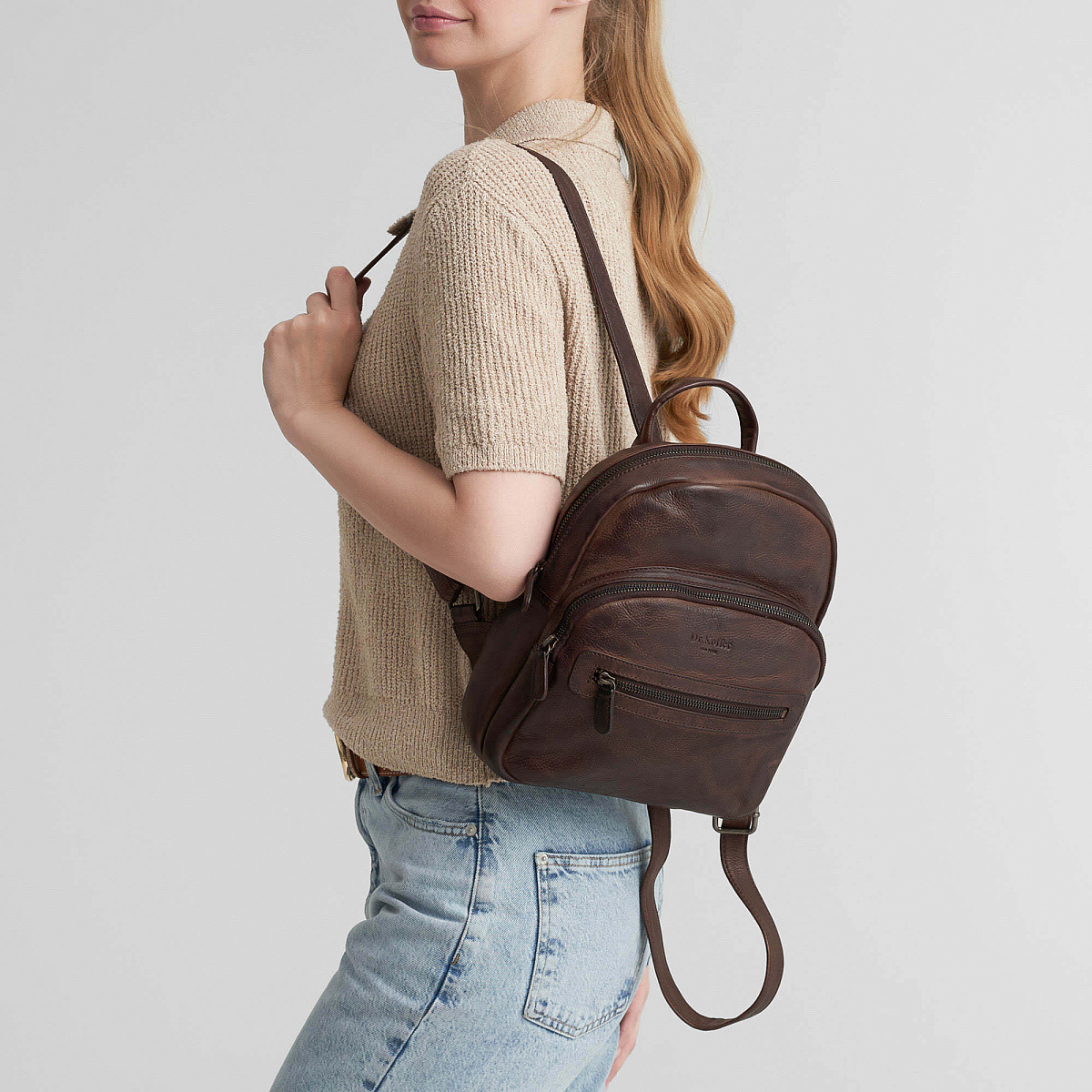 Рюкзак Dr.Koffer из натуральной кожи темно-коричневый