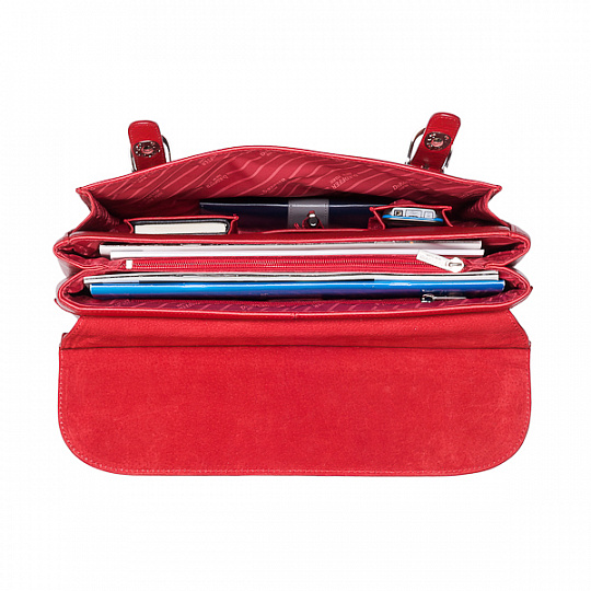Компактный портфель красного цвета на саквояжной планке Dr.Koffer P402226-01-12