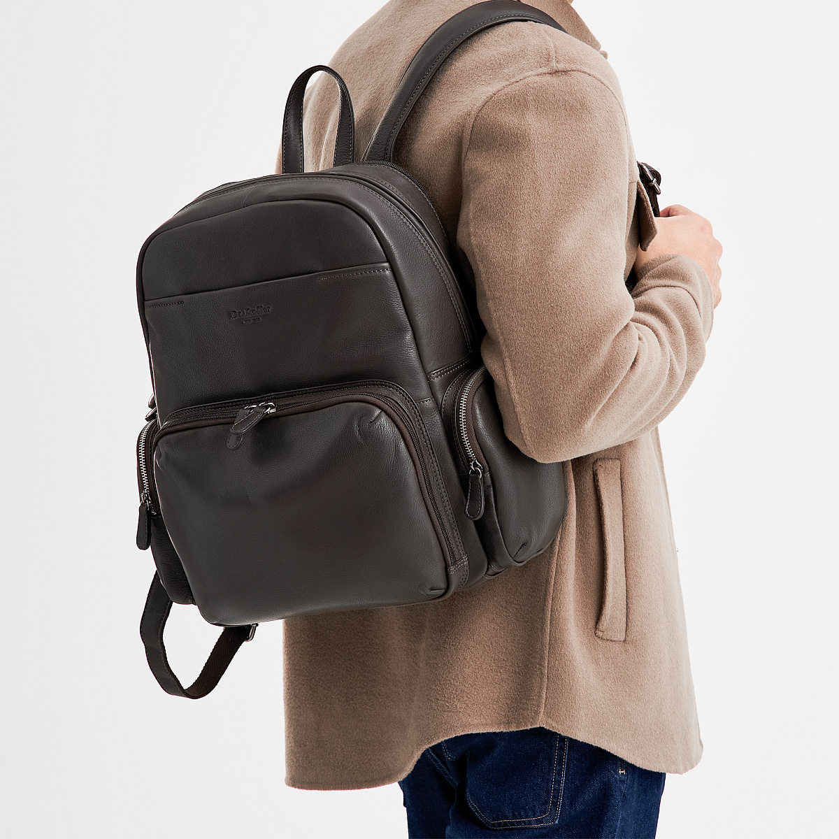 Рюкзак Dr.Koffer из натуральной кожи темно-коричневый