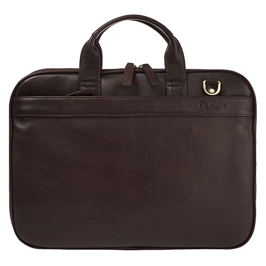 Деловая сумка Dr.Koffer из натуральной кожи темно-коричневая