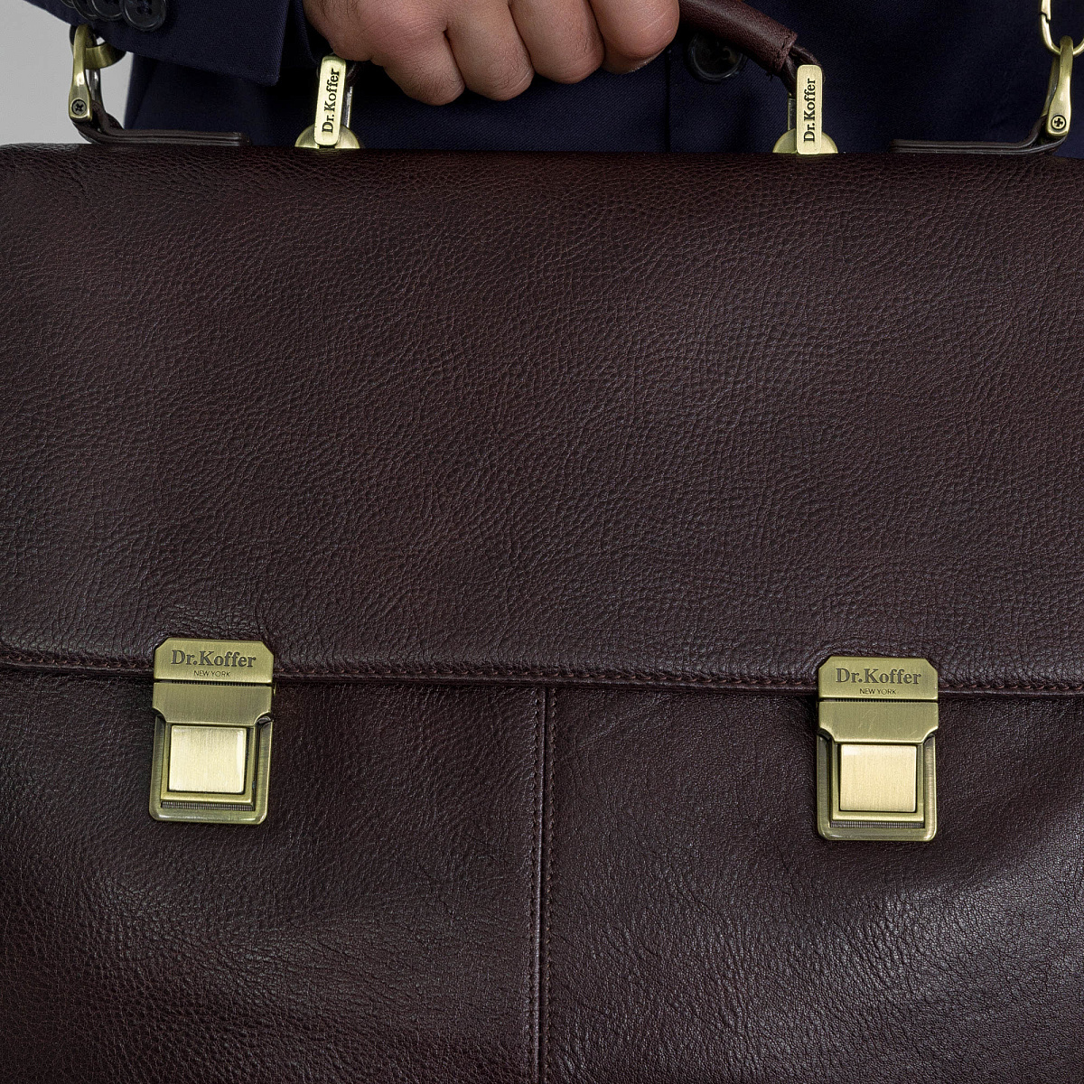 Портфель Dr.Koffer из натуральной кожи темно-коричневый