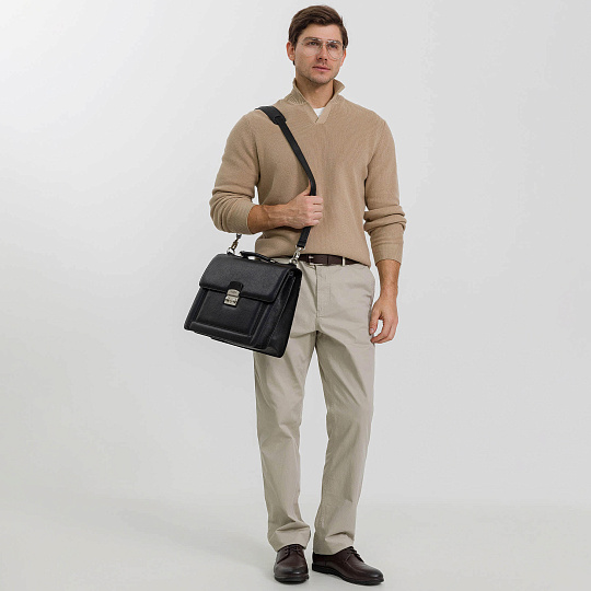 Портфель Dr.Koffer из натуральной кожи черный