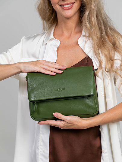 Женская сумка Dr.Koffer из натуральной кожи зеленая