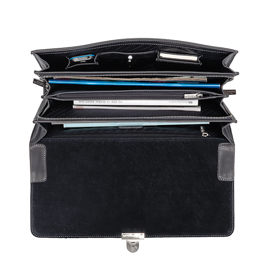 Портфель Dr.Koffer из натуральной кожи серый