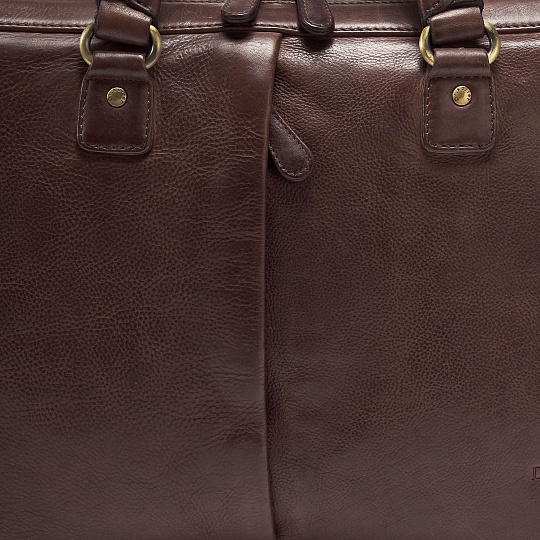 Деловая сумка Dr.Koffer из натуральной кожи темно-коричневая