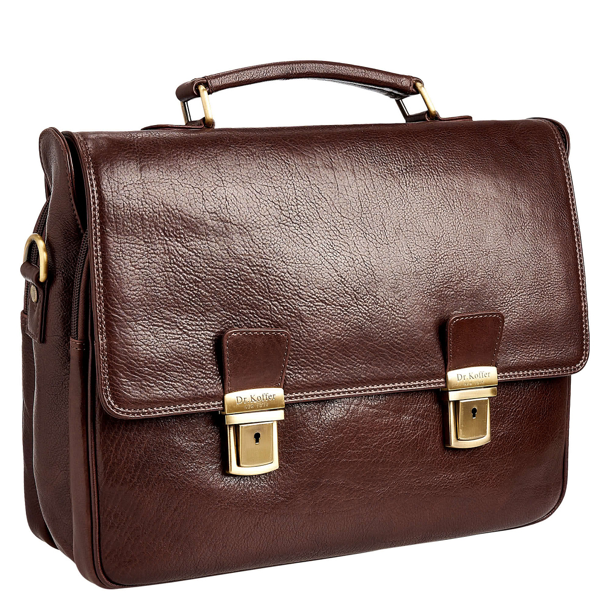 Портфель Dr.Koffer из натуральной кожи темно-коричневый