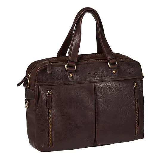 Деловая сумка Dr.Koffer из натуральной кожи темно-коричневая