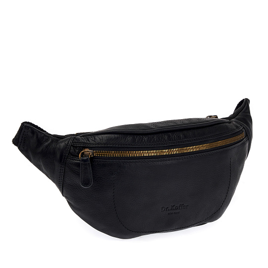 Сумка на пояс Dr.Koffer из натуральной кожи черная