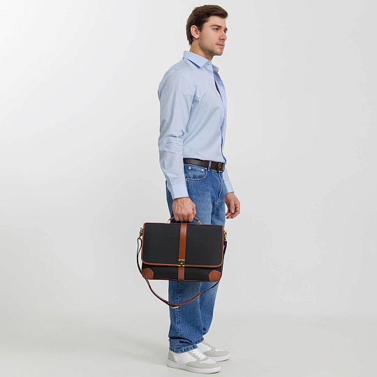 Портфель Dr.Koffer из нейлона и натуральной кожи