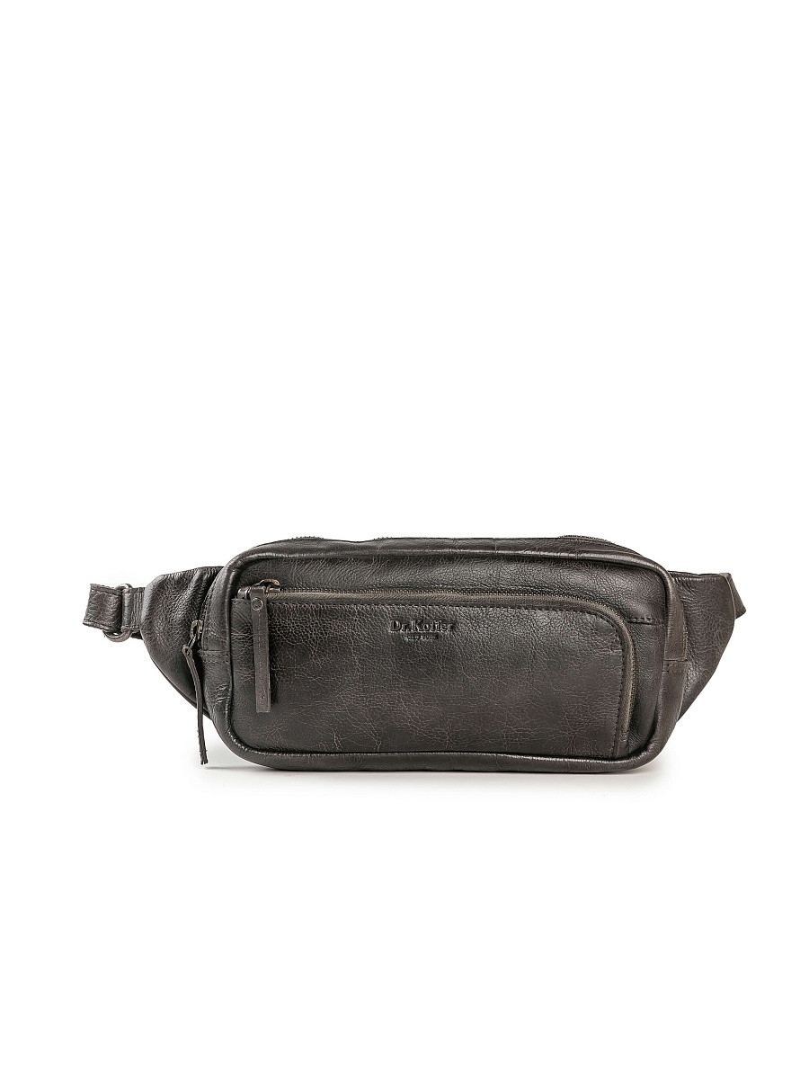 Сумка на пояс Dr. Koffer из натуральной кожи темно-серая
