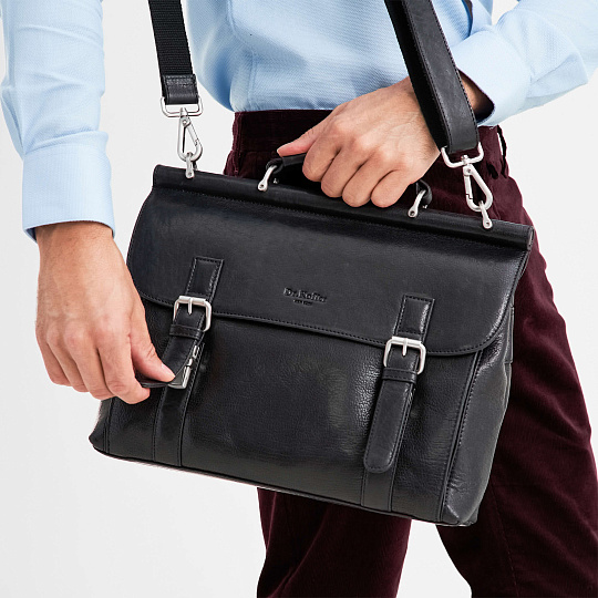 Портфель Dr.Koffer из натуральной кожи черный