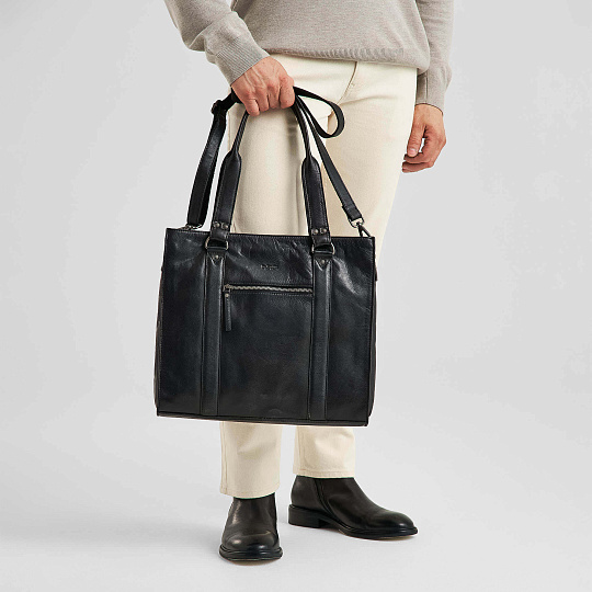 Деловая сумка Dr.Koffer из натуральной кожи черная