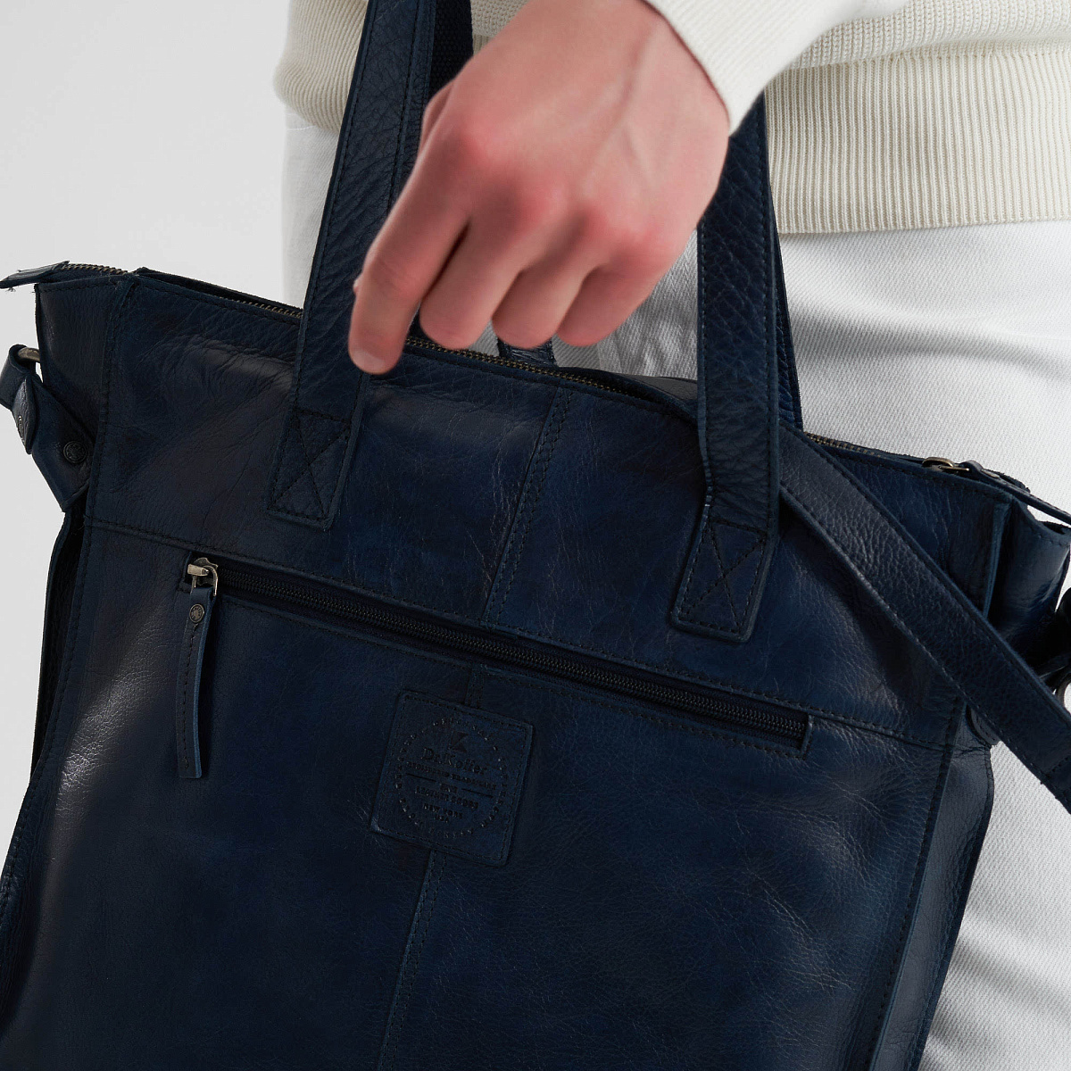 Деловая сумка Dr.Koffer из натуральной кожи синяя