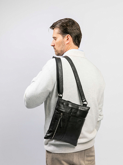 Сумка через плечо Dr.Koffer из натуральной кожи черная