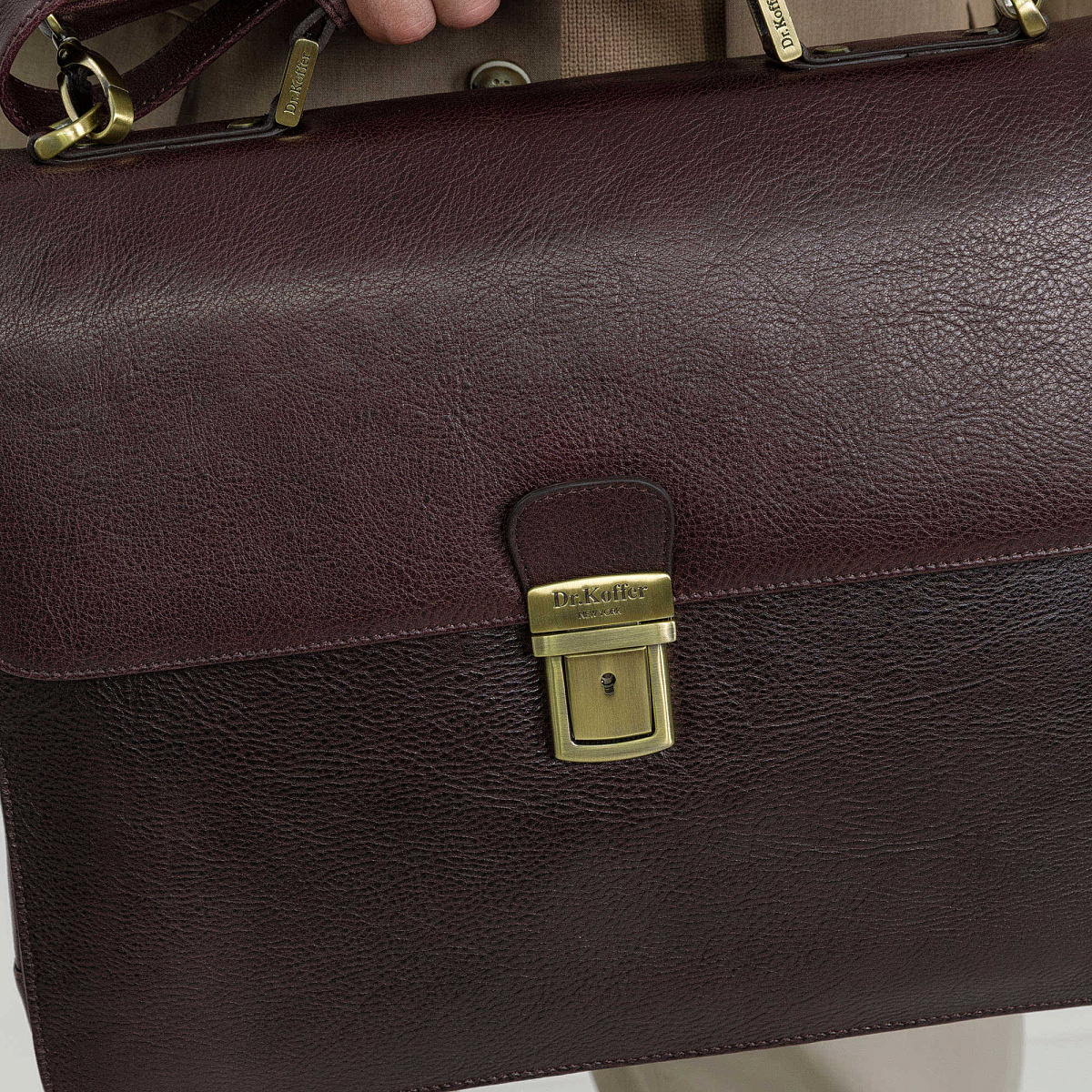 Портфель Dr.Koffer из натуральной кожи темно-коричневый
