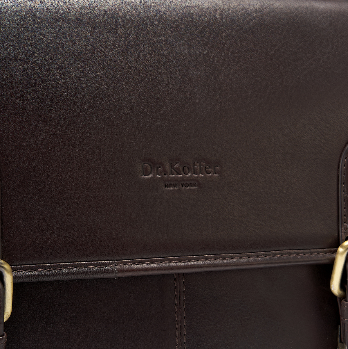Портфель Dr.Koffer из натуральной кожи темно-коричневый