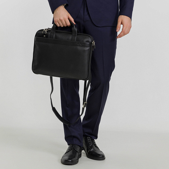 Деловая сумка Dr.Koffer из натуральной кожи черная