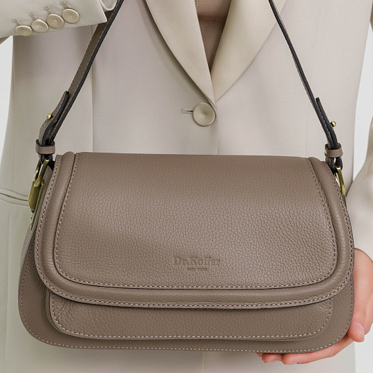 Женская сумка Dr. Koffer из натуральной кожи бежевая