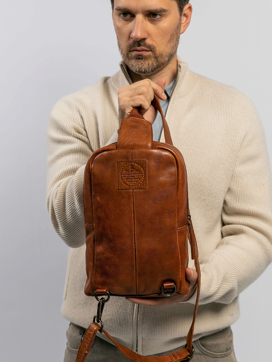 Рюкзак Dr.Koffer из натуральной кожи светло-коричневый