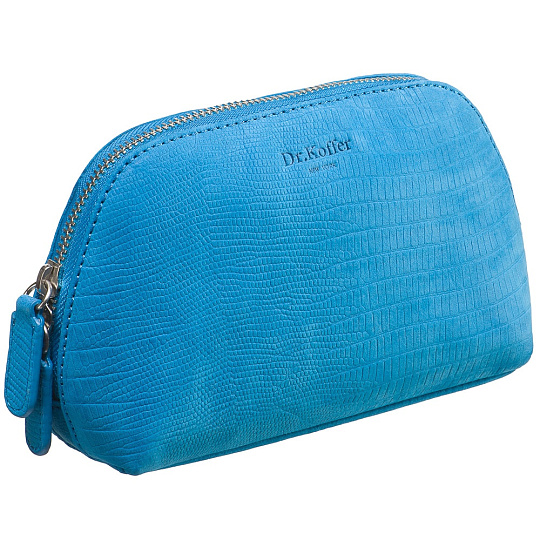 Косметичка Dr.Koffer из натуральной кожи голубая