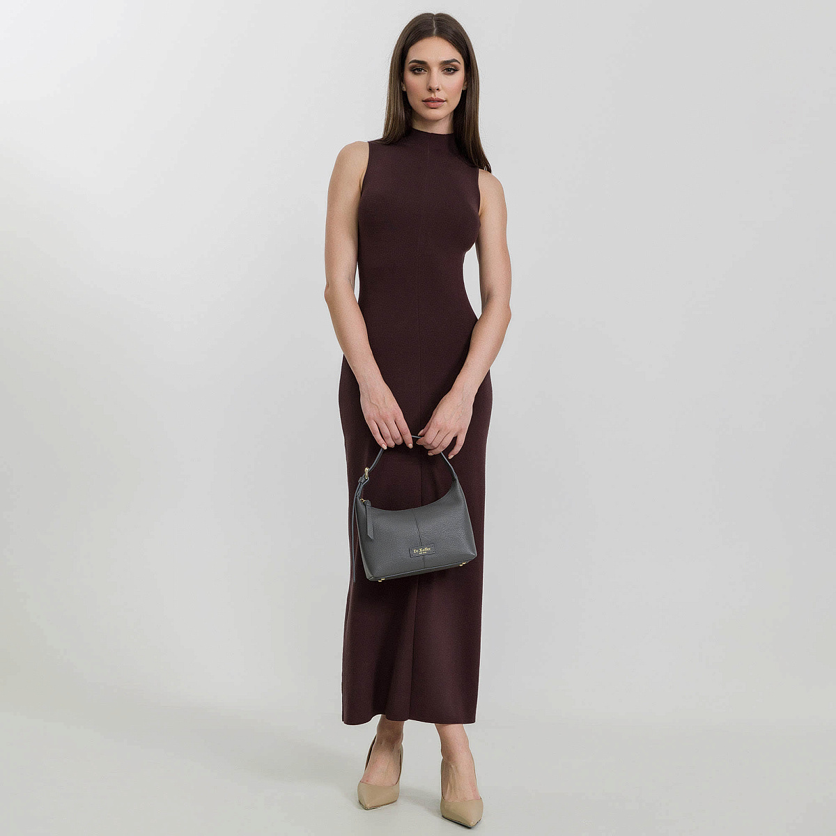 Женская сумка  Dr. Koffer из натуральной кожи серая