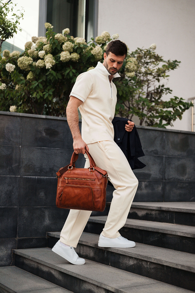 Деловая сумка Dr.Koffer из натуральной кожи коричневая